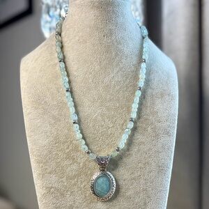 36. Carolyn Pollack Relios Milky Aquamarine Pendant Necklace